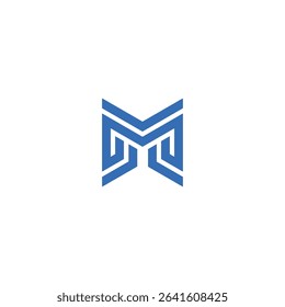 Blue Letter M Logo Abstract Maze Interlocking Design