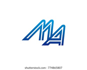 Blue letter MA logo vector