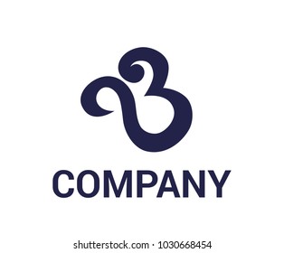 blue letter mark type b logo design illustration idea concept from swirl line