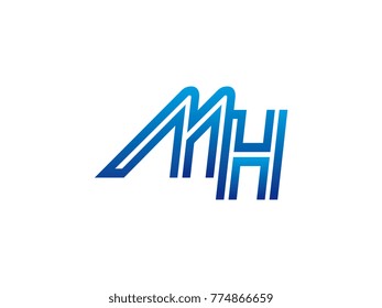 Blue letter MH logo vector