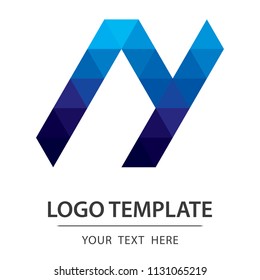 Blue letter N logo. Abstract logo isolated on white background.