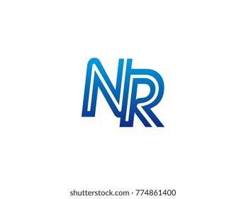 Blue letter NR logo vector