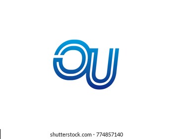 Blue letter OU logo vector