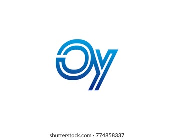 Blue letter OY logo vector