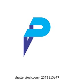 letra azul P para el mejor diseño del vector del logotipo