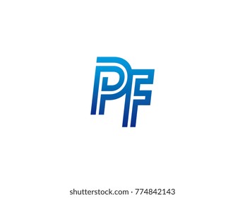Blue letter PF logo vector