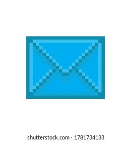 blue letter pixel art. Vector pixel art.