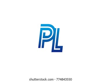 Blue letter PL logo vector