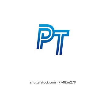 Blue letter PT logo vector