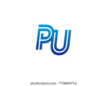 Blue letter PU logo vector
