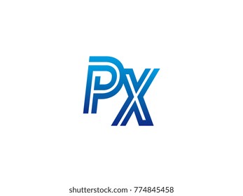 Blue letter PX logo vector