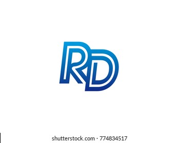 Blue letter RD logo vector