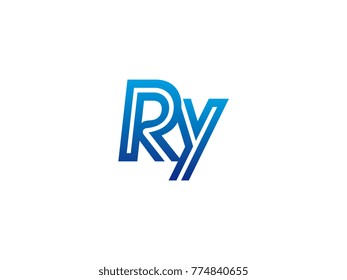 Blue letter RY logo vector