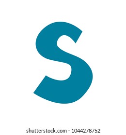 Blue letter s cutout isolated on white funny lettering hand drawn s