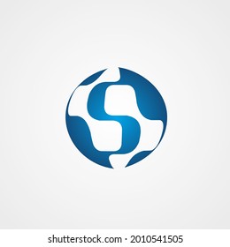 Blue Letter S Sphere Circuit Logo