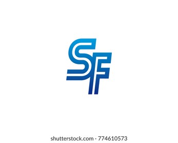 Blue letter SF logo vector
