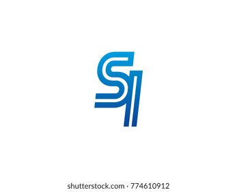 Blue letter SI logo vector
