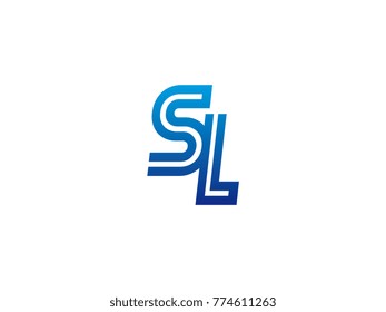 Blue letter SL logo vector