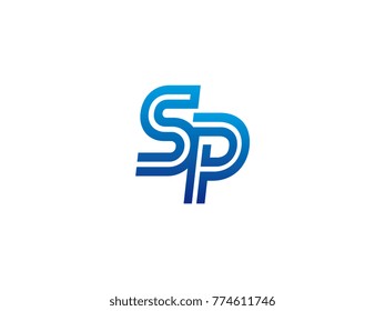 Blue letter SP logo vector