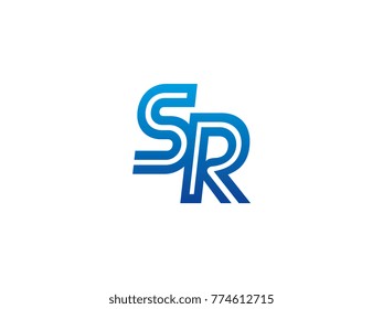 Blue letter SR logo vector