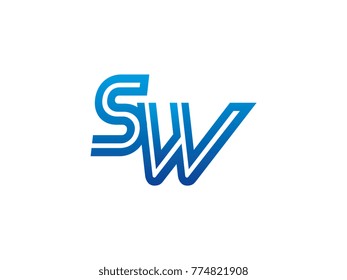 Blue letter SW logo vector