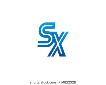 Blue letter SX logo vector