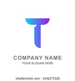 Blue Letter T Modern Style Logo Vector Illustration Business Font