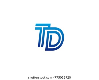 Blue letter TD logo vector
