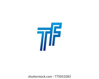 Blue letter TF logo vector
