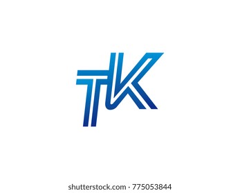 Blue letter TK logo vector