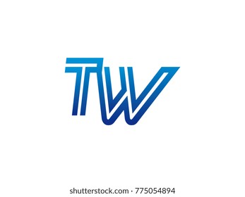 Blue letter TW logo vector