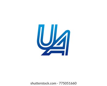 Blue letter UA logo vector