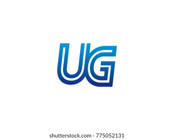 Blue letter UG logo vector