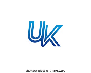 Blue letter UK logo vector