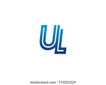 Blue letter UL logo vector