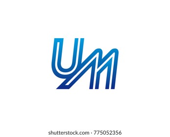Blue letter UM logo vector