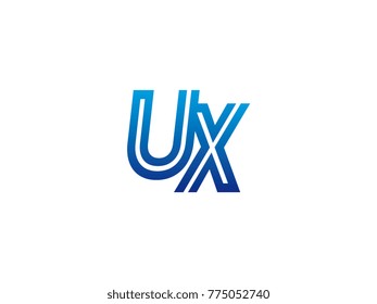 Blue letter UX logo vector
