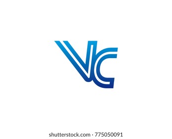 Blue letter VC logo vector