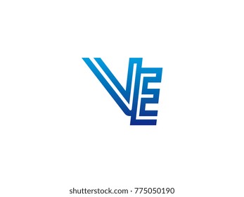 Blue letter VE logo vector