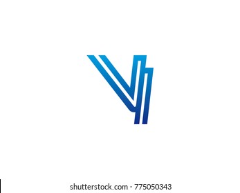 Blue letter VI logo vector