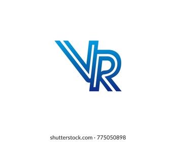 Blue letter VR logo vector