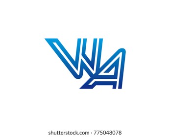 Blue letter WA logo vector