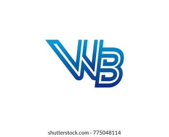 Blue letter WB logo vector