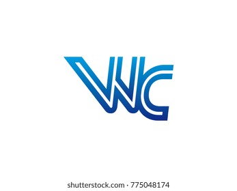 Blue letter WC logo vector