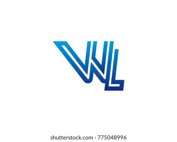 Blue letter WL logo vector