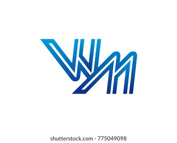 Blue letter WM logo vector