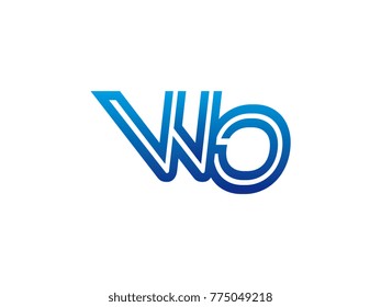 Blue letter WO logo vector