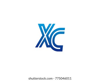 Blue letter XC logo vector