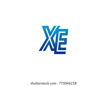 Blue letter XE logo vector