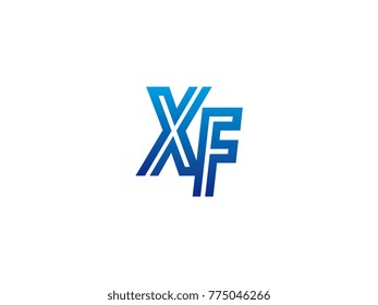 Blue letter XF logo vector